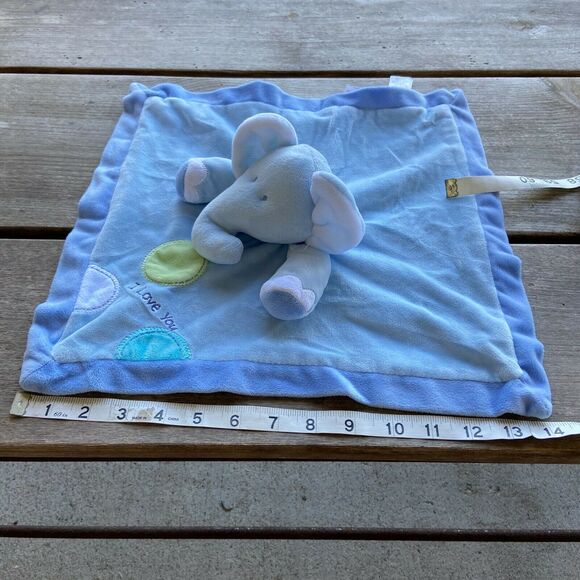 Just One Year Blue Elephant Security Blanket Rattle I LOVE YOU Nunu Lovey - Picture 7 of 7